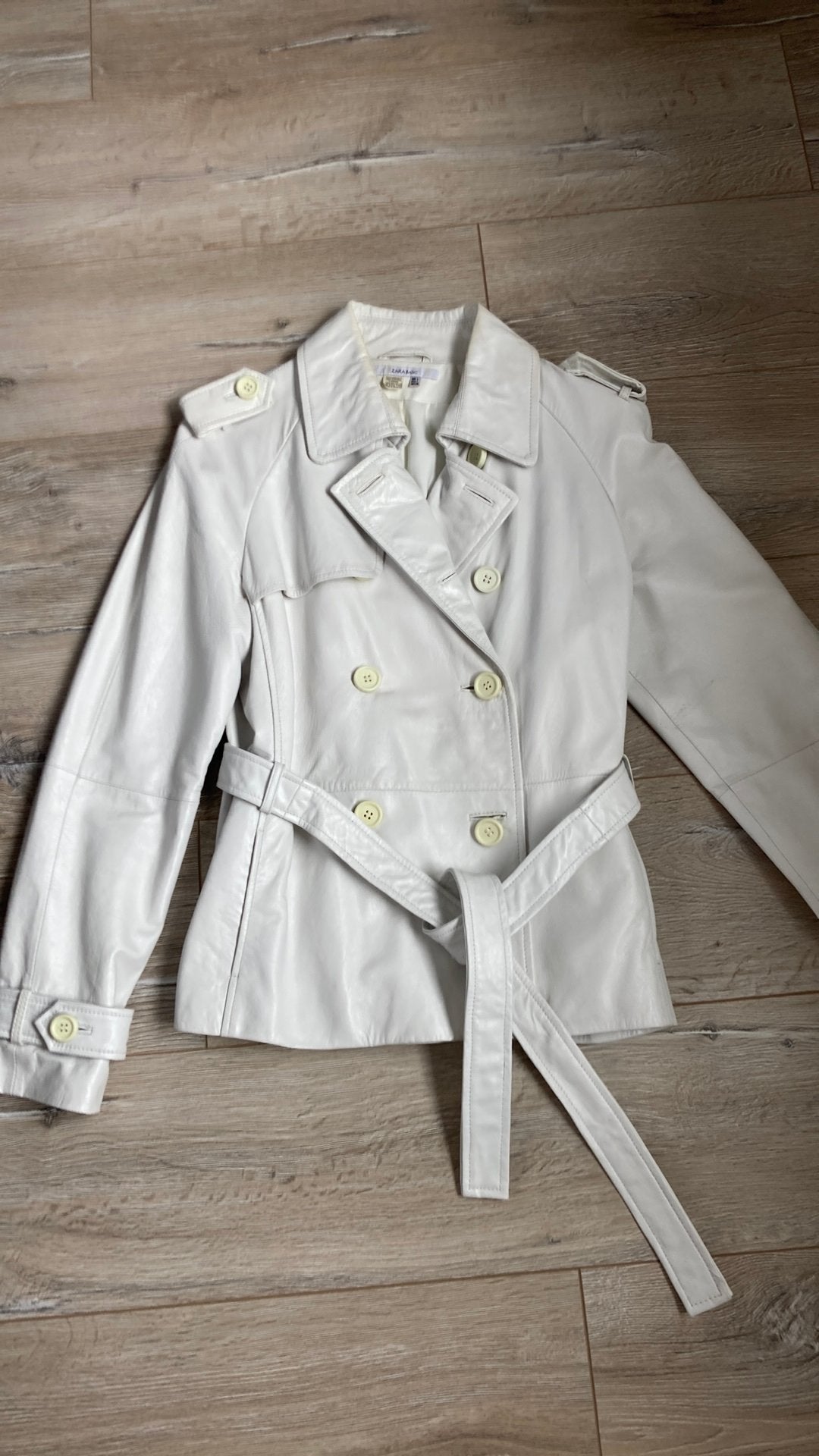 Jasje wit leer Zara maat L, Kleding | Dames, Ophalen of Verzenden, Zo goed als nieuw, Maat 38/40 (M), Wit