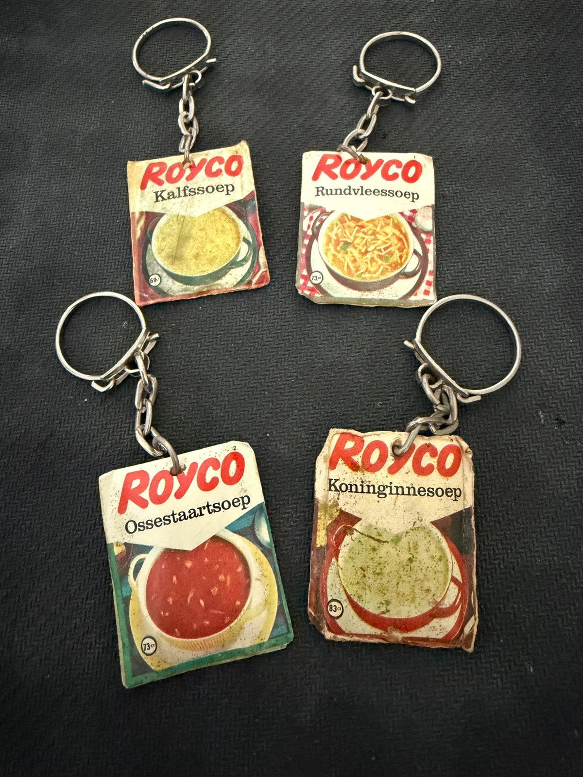 Vintage Royco soep sleutelhangers – 4 smaken  Jaren 60/70, Verzenden, Zo goed als nieuw, Merk