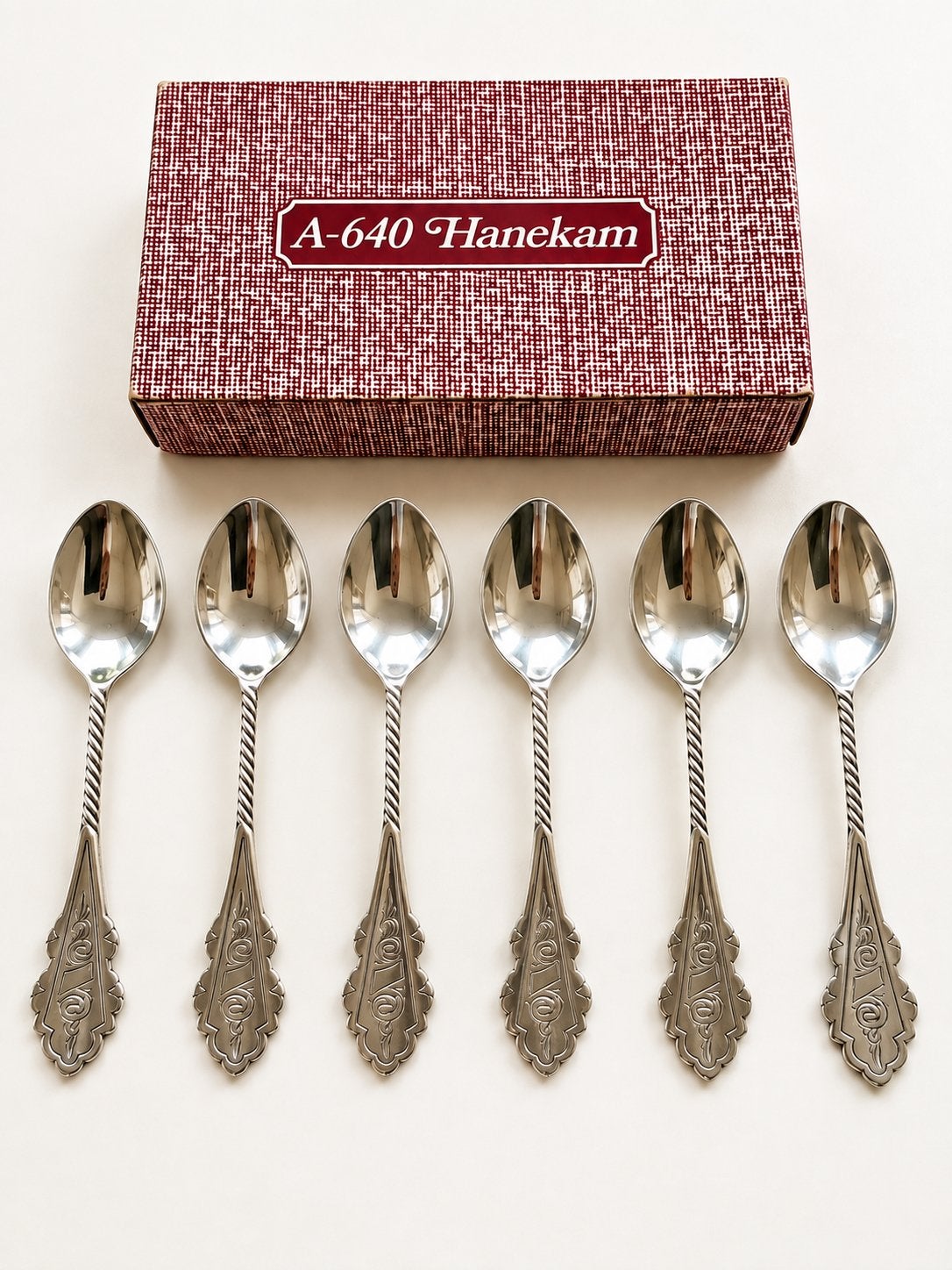 Complete set 6 Hanekam lepels DE Hooijkaas origineel doosje, Verzenden