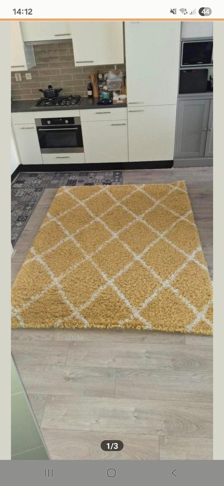Vloerkleed 160x230 okergeel hoogpolig, als nieuw!, Ophalen, 150 tot 200 cm, 200 cm of meer, Zo goed als nieuw