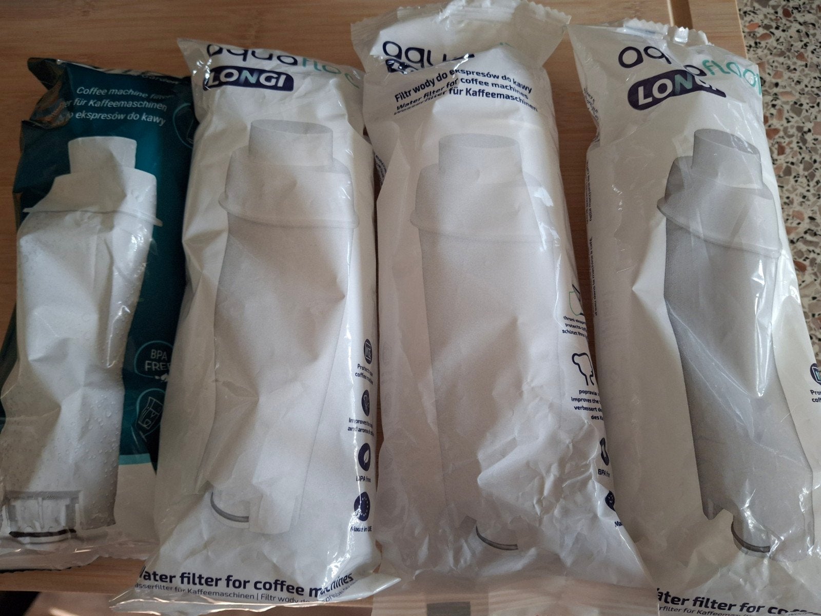 4 Aqua water filters voor Longi koffiemachine, Ophalen