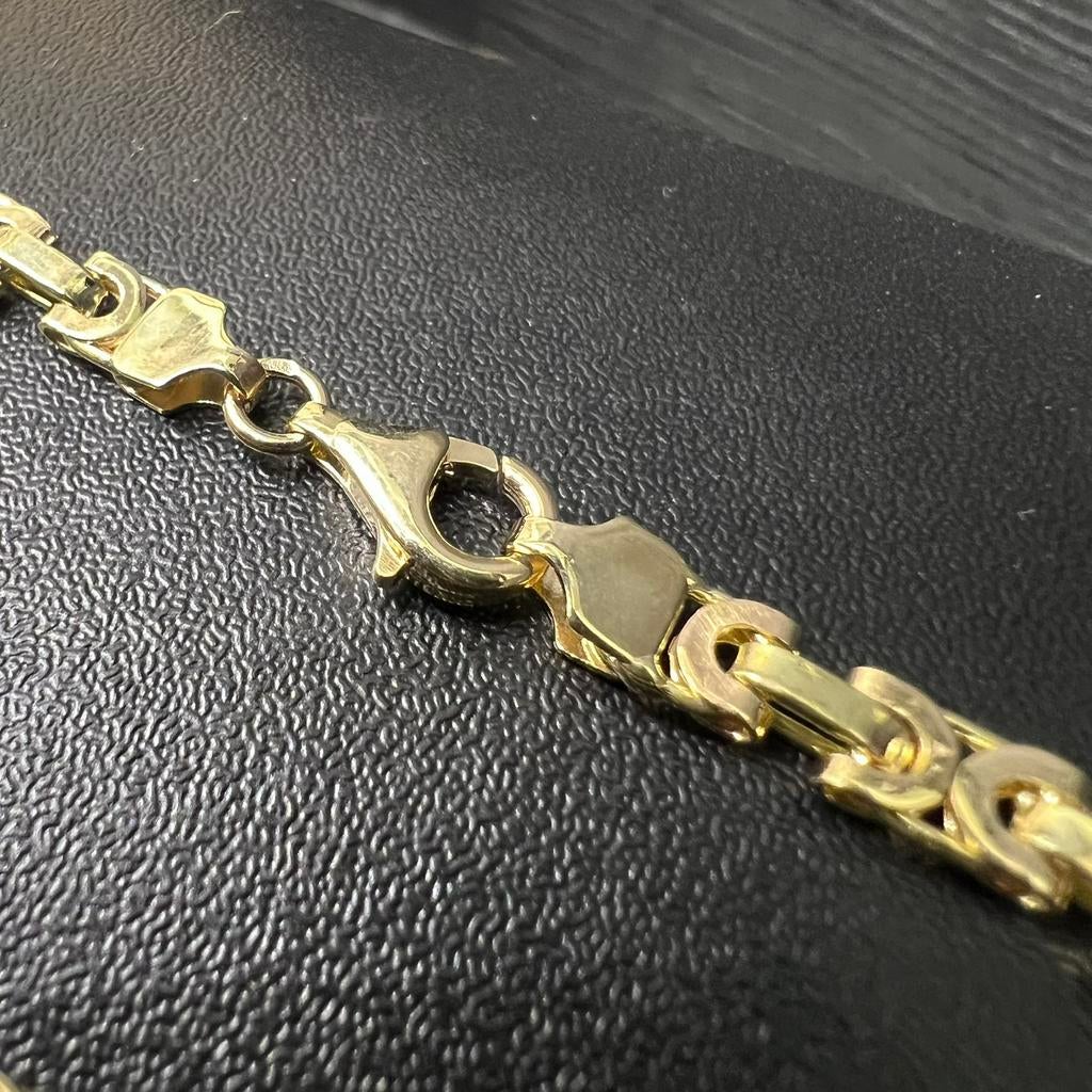14k gouden ketting platte koningsketting massief schakel, Ophalen of Verzenden, Nieuw, Goud