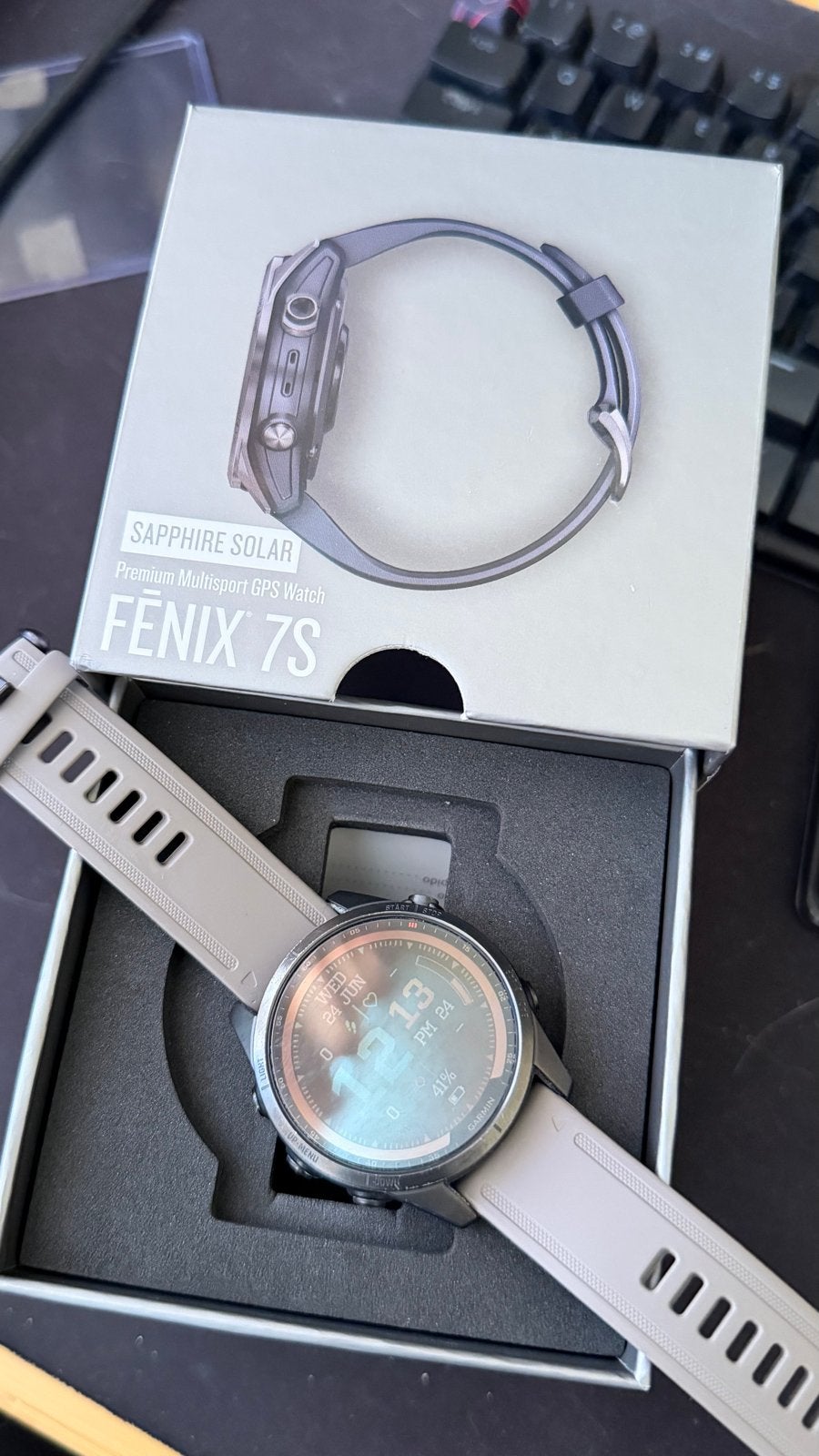 Garmin Fenix 7S Sapphire Solar Multisport GPS Horloge, Sieraden, Tassen en Uiterlijk, Sporthorloges, Ophalen, Afstand, Zo goed als nieuw