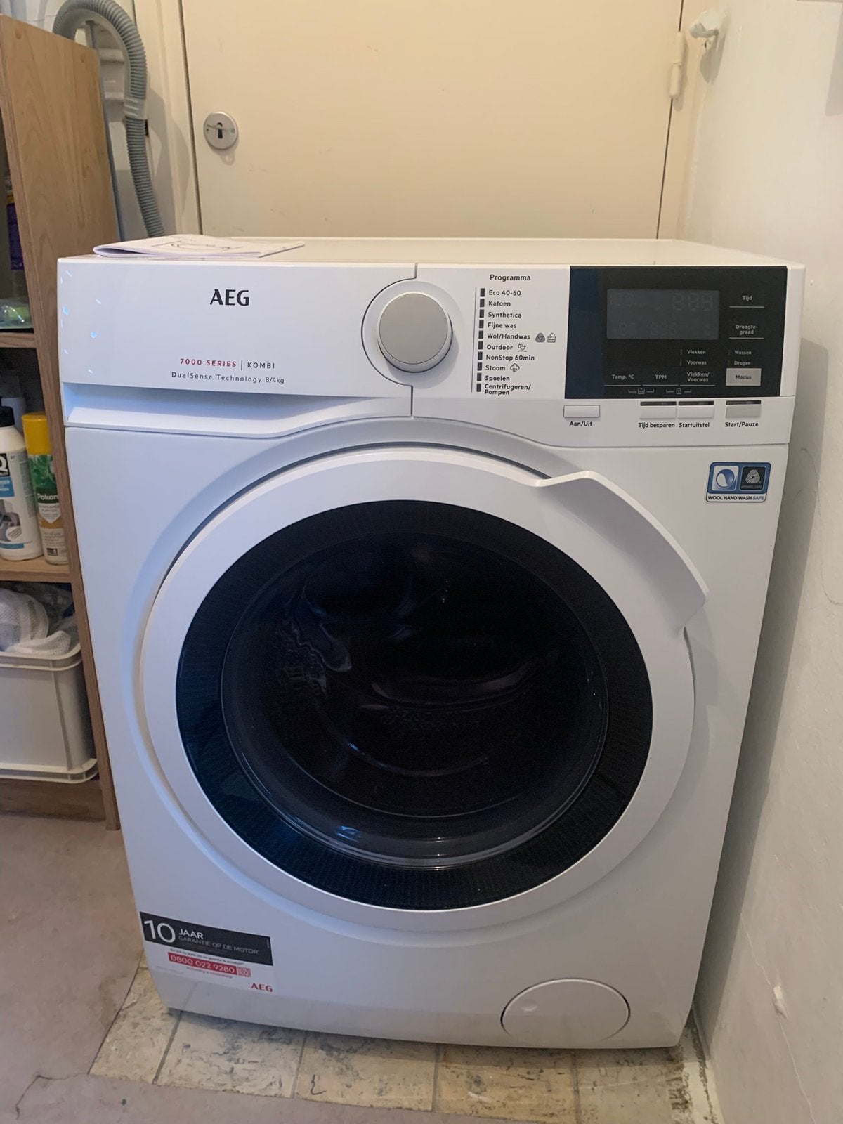 AEG was-droogcombinatie, Witgoed en Apparatuur, Ophalen, Zo goed als nieuw, Minder dan 85 cm