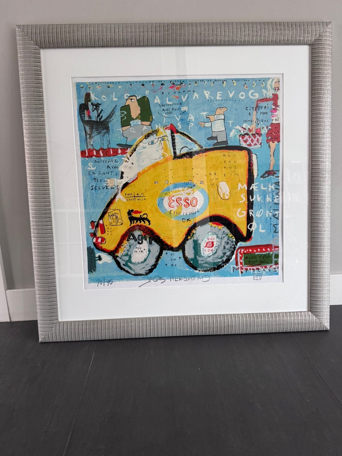 Schilderij Jacob Herskind “Esso”, Zeefdruk, Met glas, Abstract, Ophalen