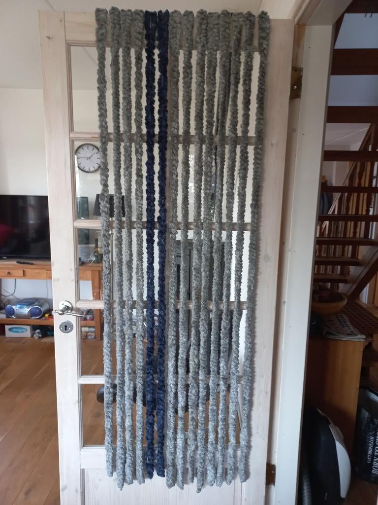 Vliegen gordijn br.56cm lengte 170cm(caravan deur), Ophalen, Gebruikt, 50 tot 100 cm, Grijs