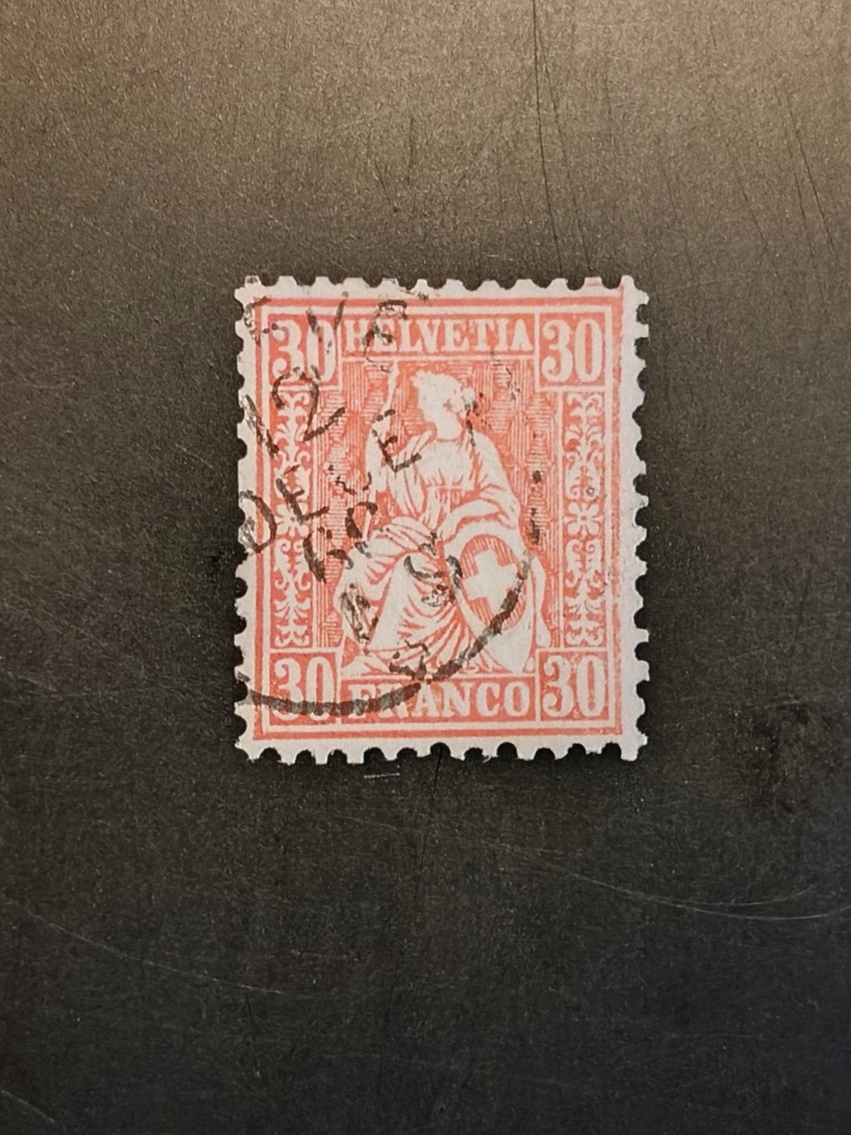 Switzerland 30 franco 1862/81, Michel 25, Ophalen of Verzenden