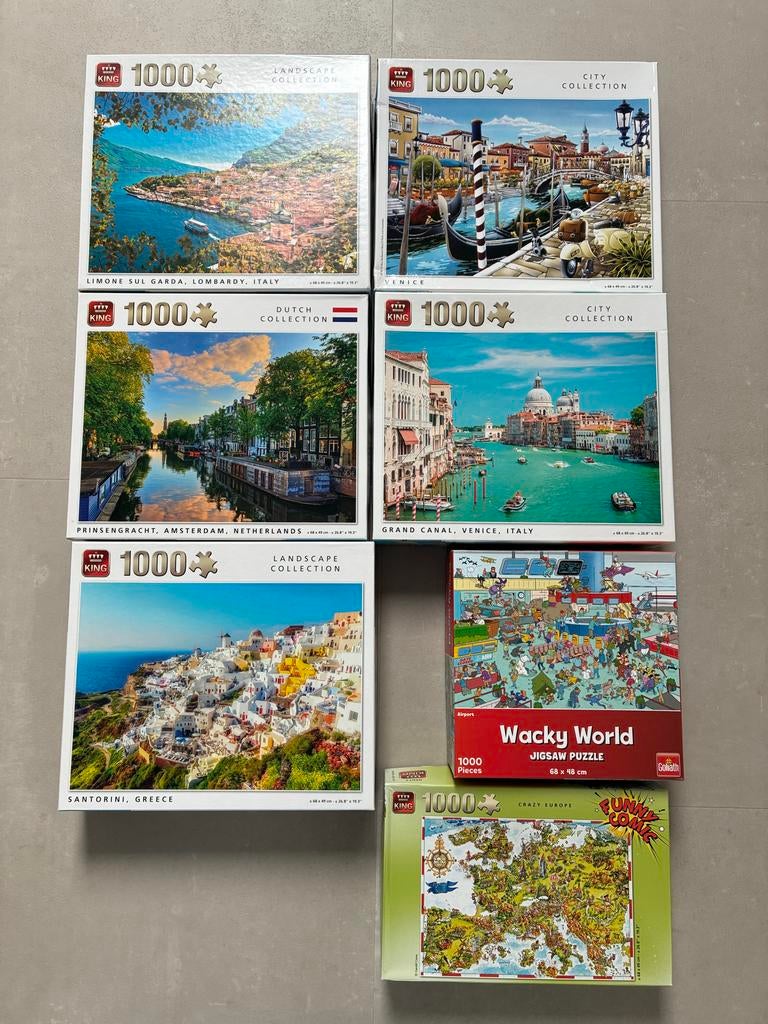 Diverse 1000-stukjes puzzels (King, Goliath) - 7 stuks, Ophalen of Verzenden, 500 t/m 1500 stukjes, Gebruikt, Legpuzzel