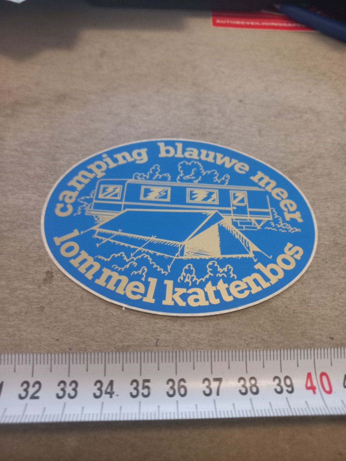 Vintage Sticker Camping Blauwe Meer Lommel Kattenbos, Ophalen of Verzenden, Gebruikt, Overige typen