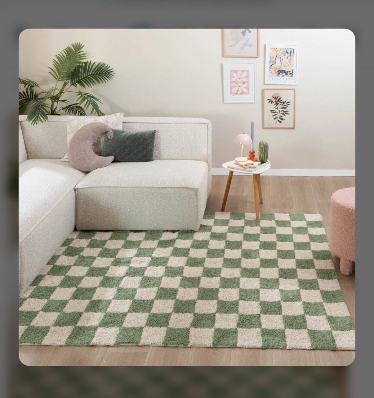 Groen wit geblokt vloerkleed, checkered, tapijt 200x290, Ophalen, 200 cm of meer, Zo goed als nieuw, 200 cm of meer