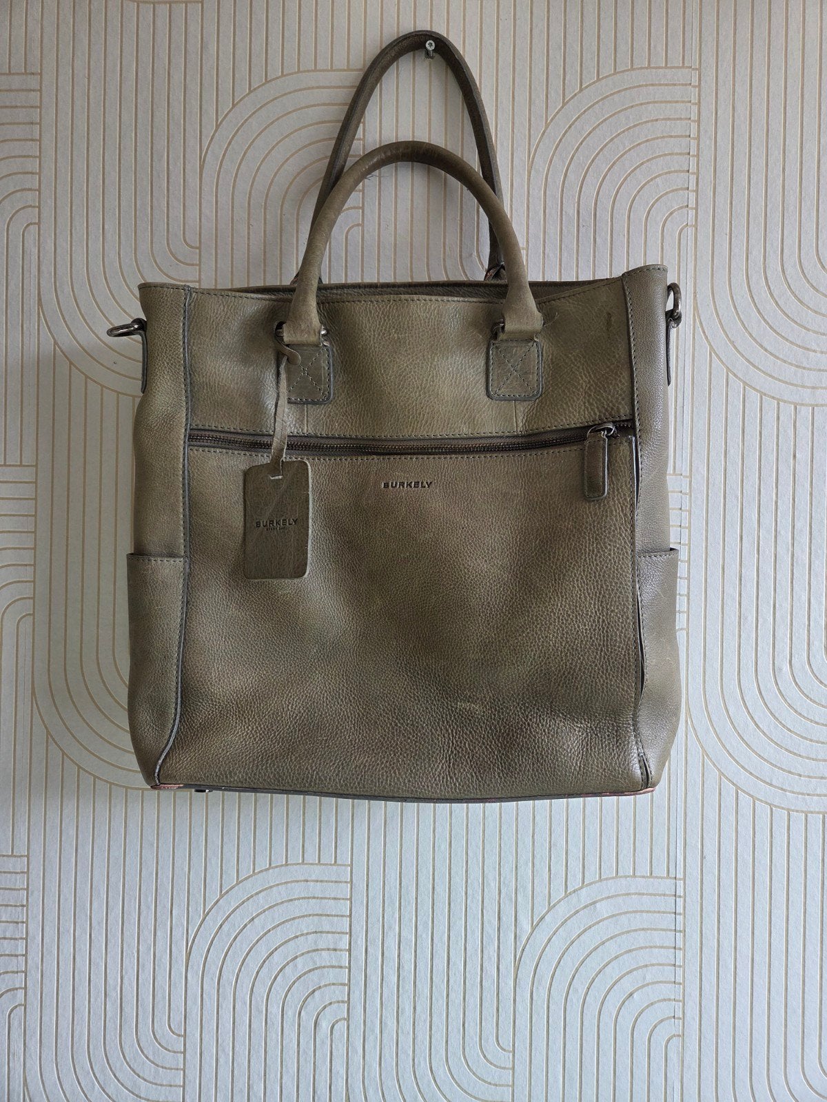 Burkely leren shopper/handtas - Olijfgroen, Gebruikt, Verzenden, Burkely, Shopper