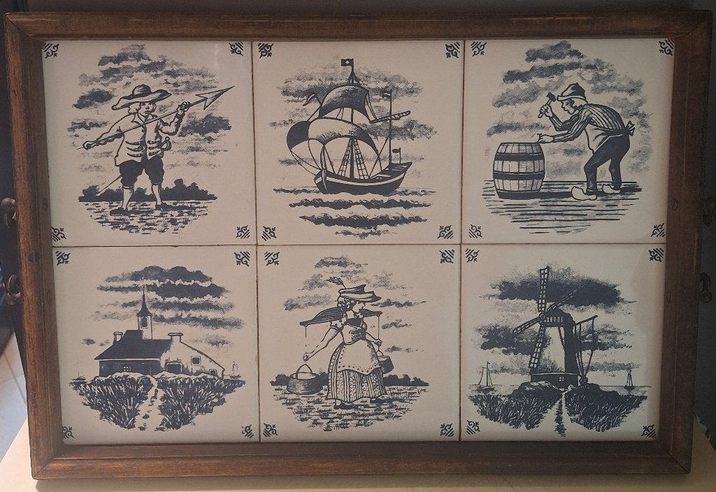 vintage dienblad met oud hollandse tegeltjes, Ophalen of Verzenden