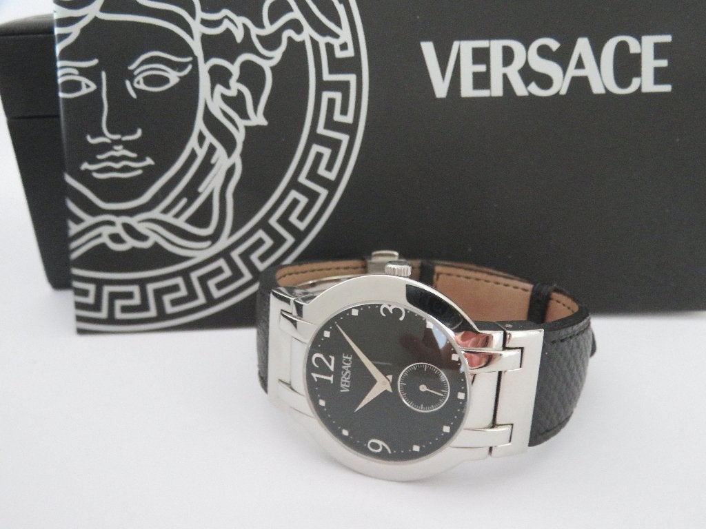 Versace vintage horloge, Overige merken, Leer, Staal, Polshorloge