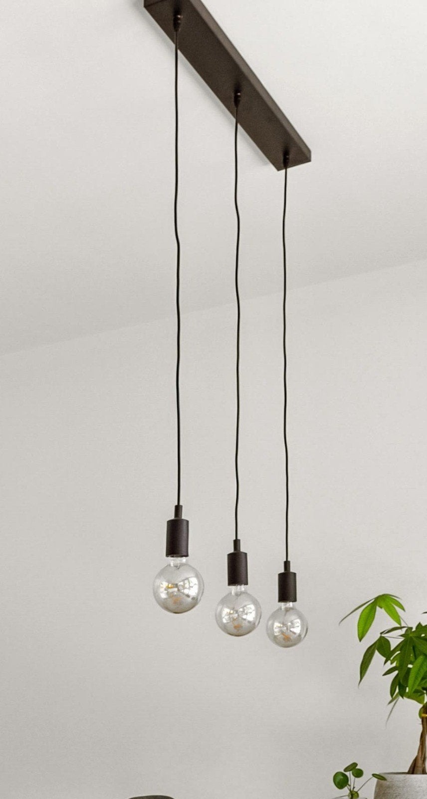 Moderne hanglamp met 3 E27 fittingen - Zwart metaal, Modern, Industrieel, Zo goed als nieuw, Metaal, E27 (groot)