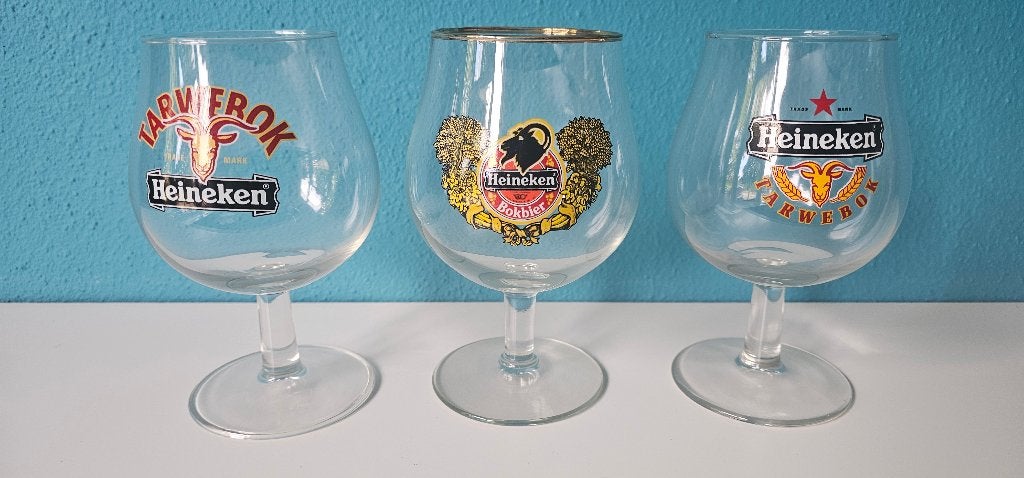 3x verschillende Heineken bokbier glazen, Ophalen of Verzenden, Nieuw, Glas of Glazen, Heineken