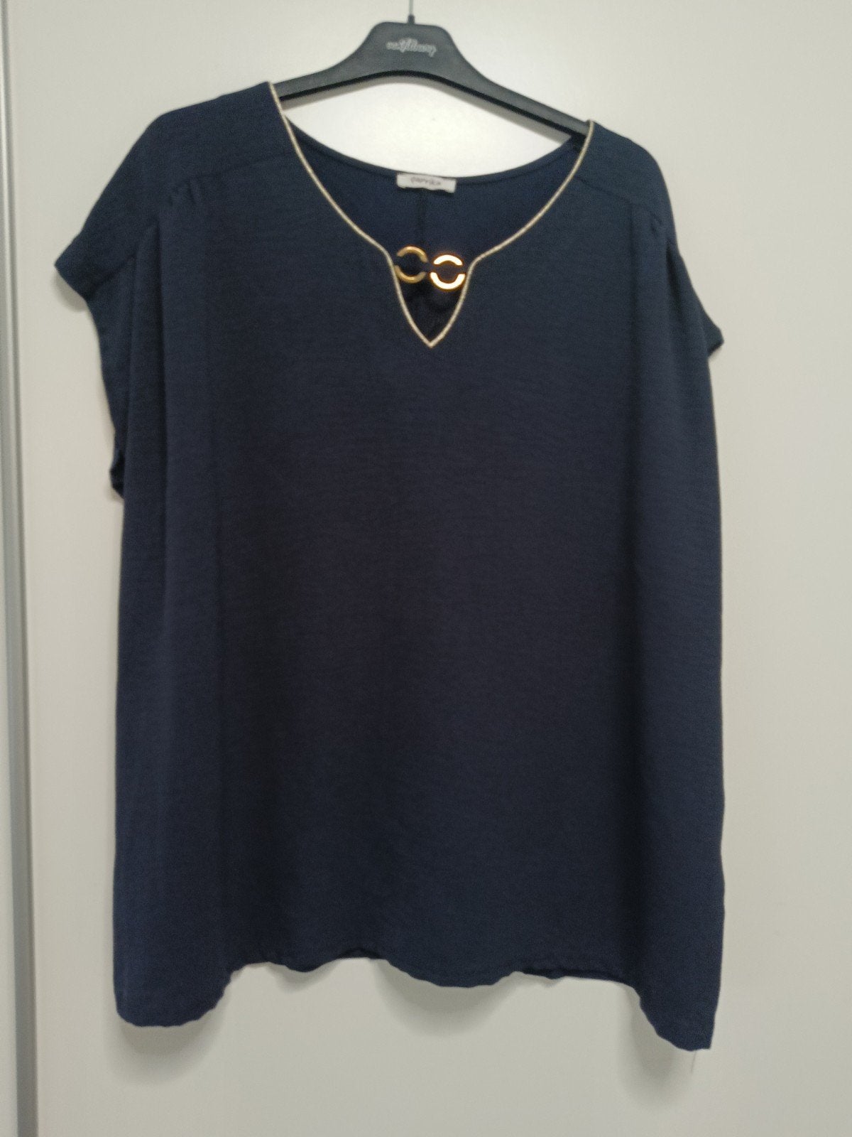 Paprika Donkerblauwe Blouse Shirt met Gesp Maat 46/48, Blauw, Maat 46/48 (XL) of groter, Ophalen of Verzenden, Paprika