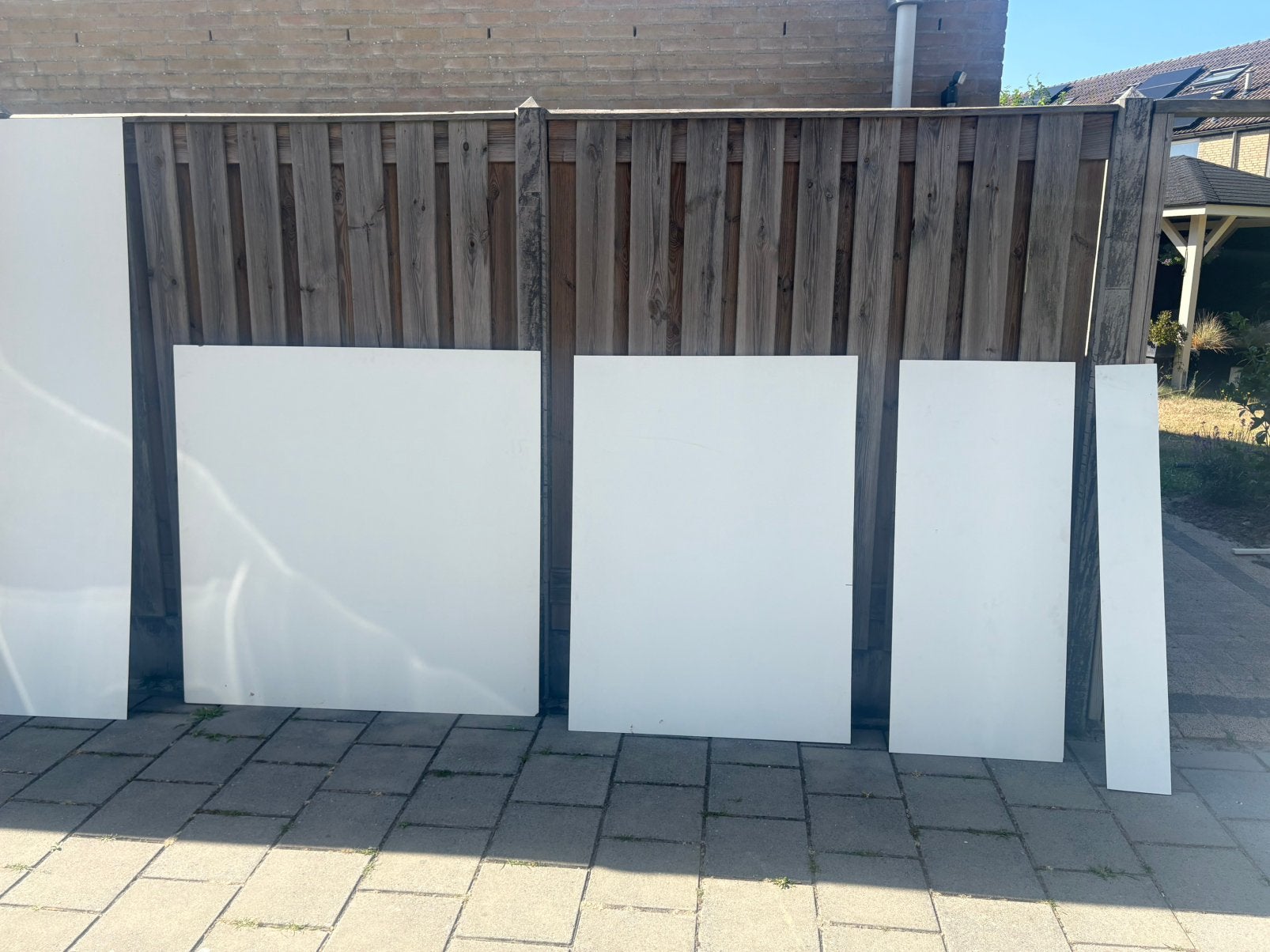 Partij Trespa reststukken 14 stuks Ral 9010, Doe-het-zelf en Verbouw, Platen en Panelen, Ophalen, Nieuw, HPL, 20 tot 50 mm
