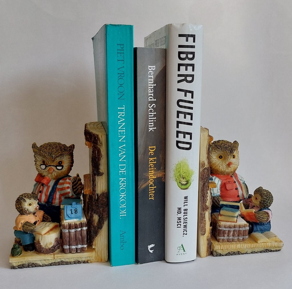 Vintage Handgeschilderde Uilen Boekensteunen van Hars, Ophalen of Verzenden
