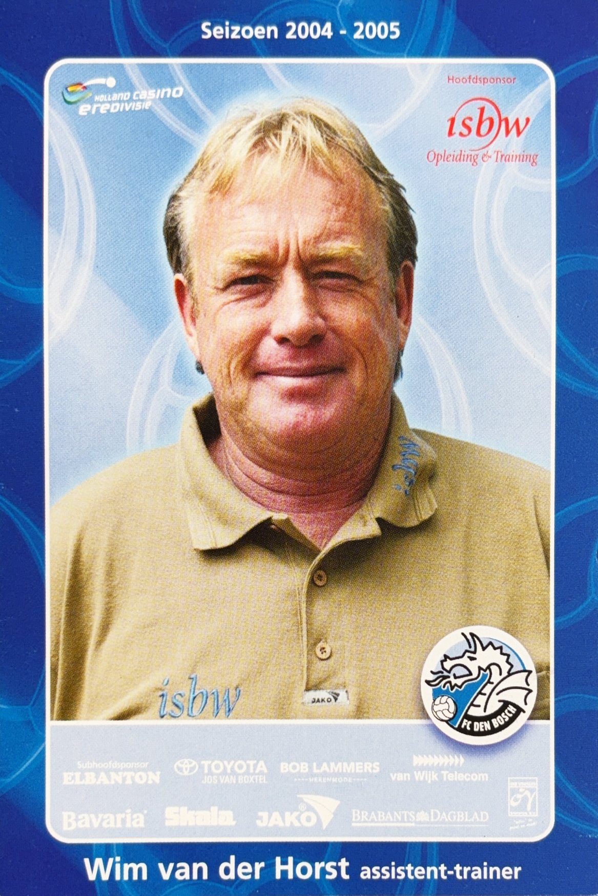 Spelerskaart Wllem van der Horst - FC Den Bosch - 2004/2005, Ophalen of Verzenden, Zo goed als nieuw, PSV, Spelerskaart