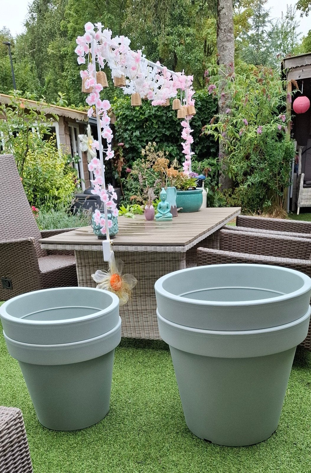 4 Bloempotten MEGA GROOT! 52 en 42 cm, Tuin en Terras, Ophalen, Kunststof, 40 cm of meer, Rond