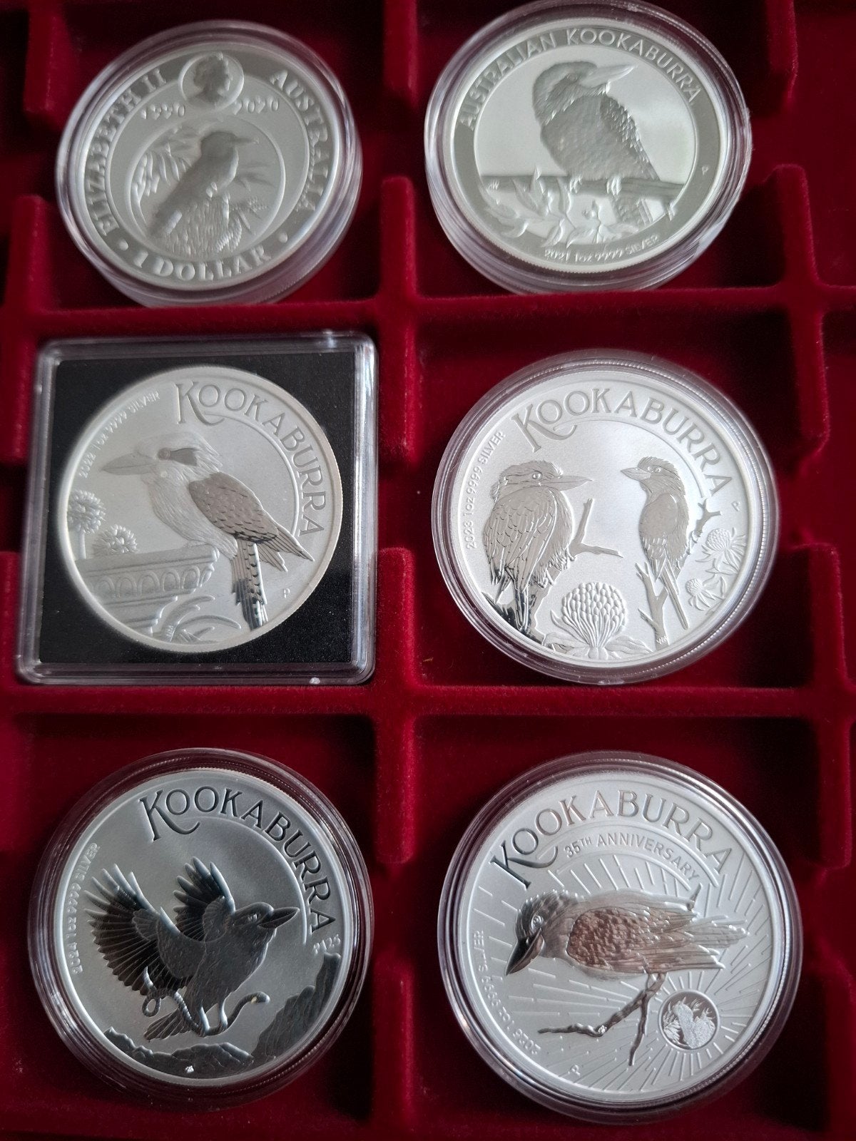 Kookaburra 2020 t/m 2025 fine zilver ( 2 jubileum munten ), Postzegels en Munten, Ophalen of Verzenden, Zilver