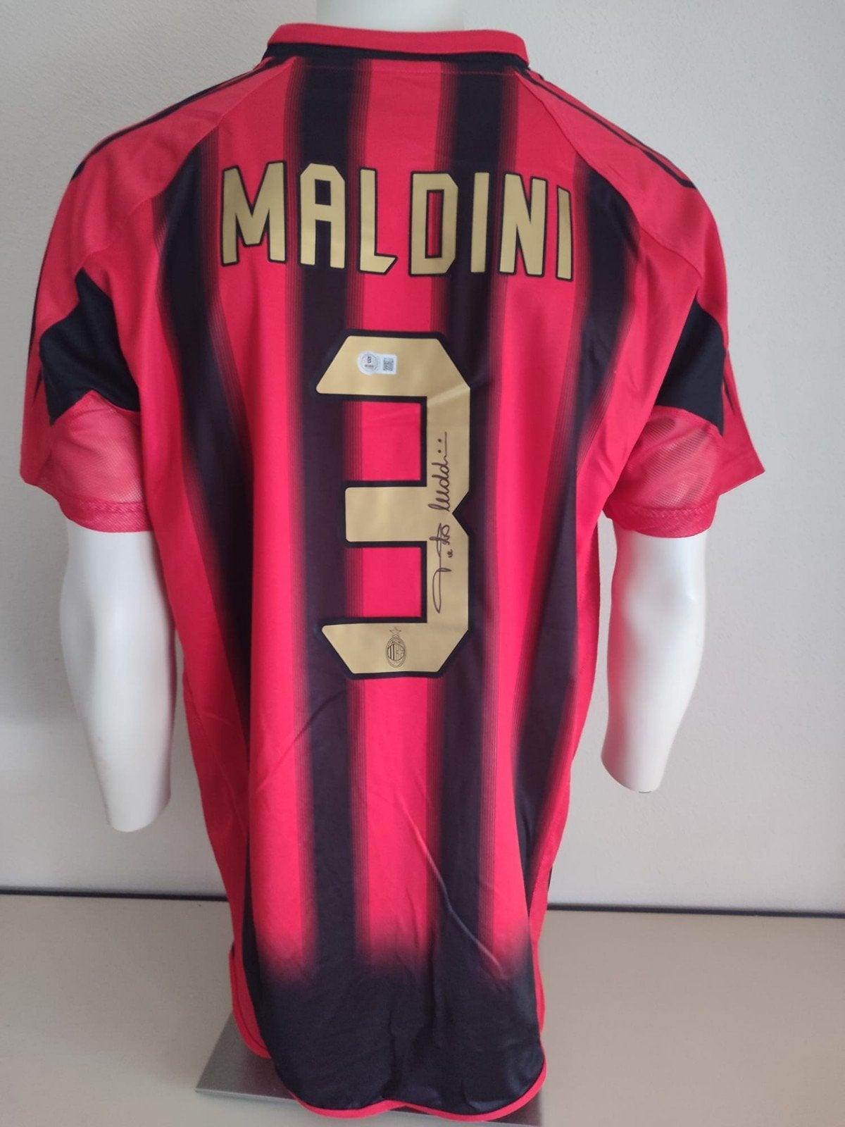 Ac Milan shirt met handtekening van Maldini met Beckett COA, Ophalen of Verzenden, Nieuw, Buitenlandse clubs, Shirt