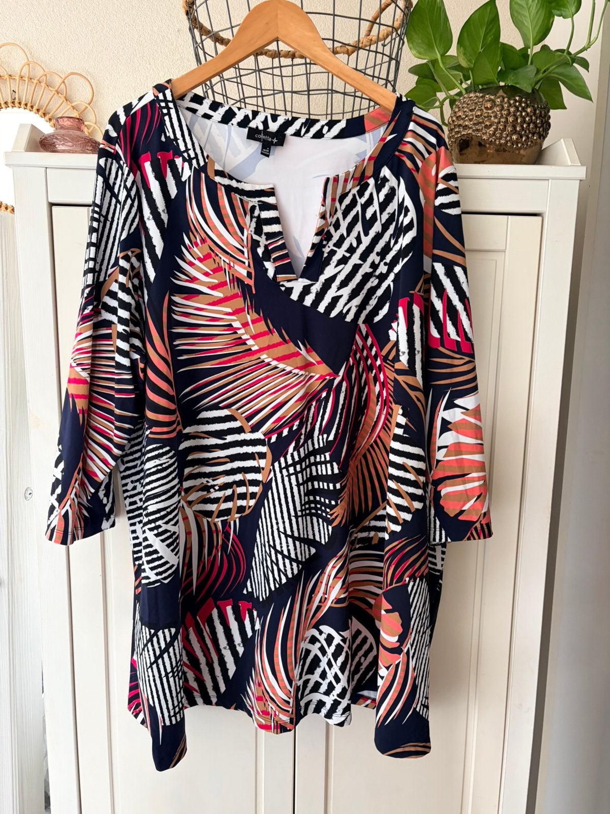 Colletta travelstof tuniek maat 54, Ophalen of Verzenden, Zo goed als nieuw, Zwart, Blouse of Tuniek