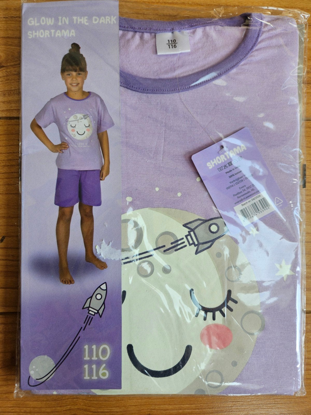 Nieuwe Glow in the Dark pyjama set - maat 110/116, Kleding | Dames, Pyjama's, Shortama, Ophalen of Verzenden, Nieuw, Maat 34 (XS) of kleiner