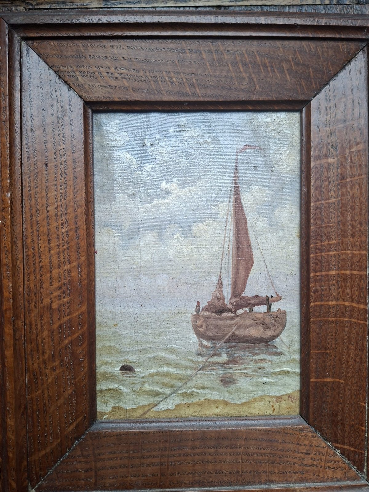 Olieverfschilderij van Manen Elisabeth Cornelia (Betsie), Maritiem / water, Doek, Realistisch, Ophalen of Verzenden