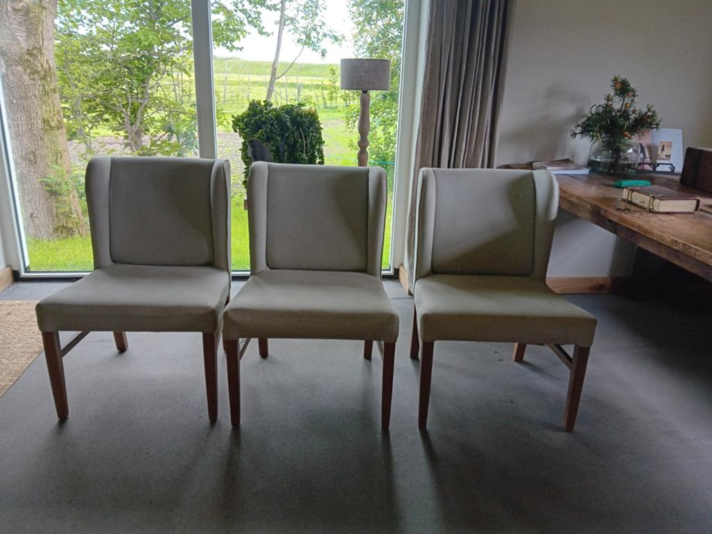 3 landelijke eetkamerstoelen, Ophalen, Stof