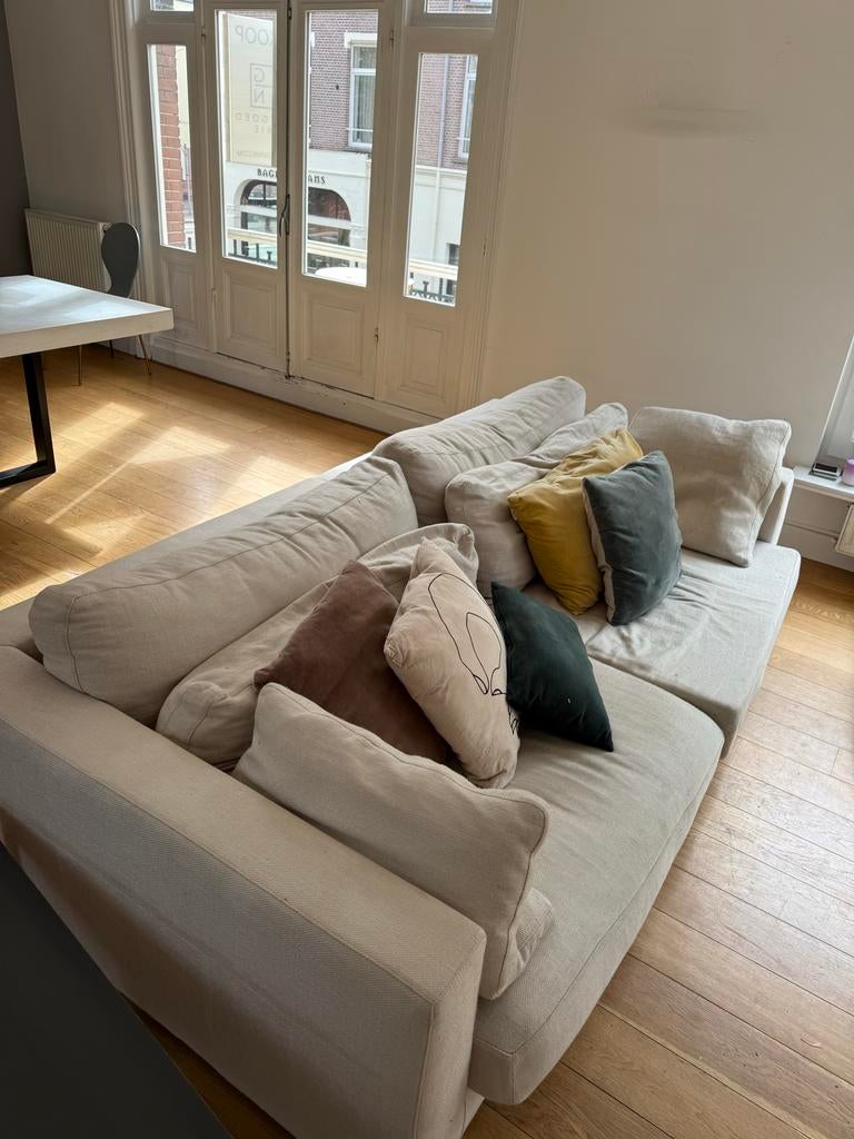 Linteloo diepe tweezitsbank met poef, Ophalen, Gebruikt, 100 tot 125 cm, Tweepersoons