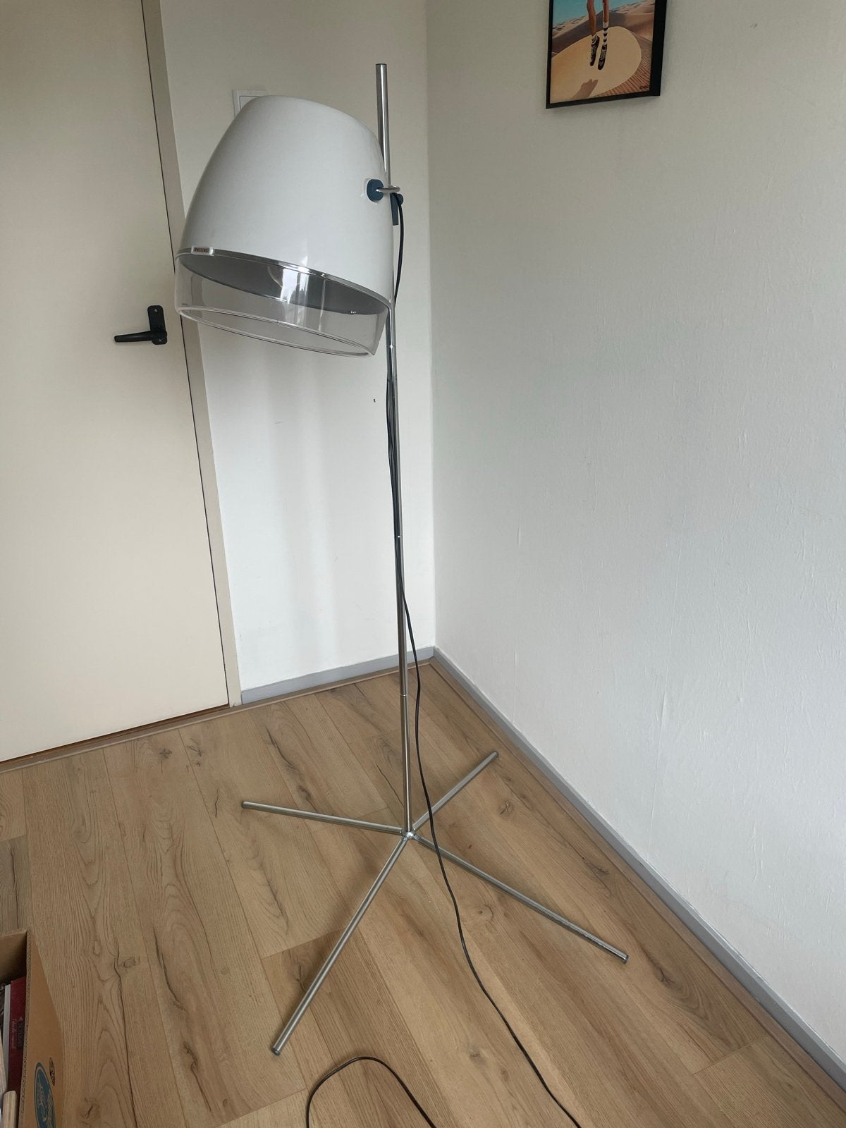 Vintage Philips staande lamp - Wit/Chroom, Huis en Inrichting, Kunststof, Gebruikt, 150 tot 200 cm, E27 (groot)