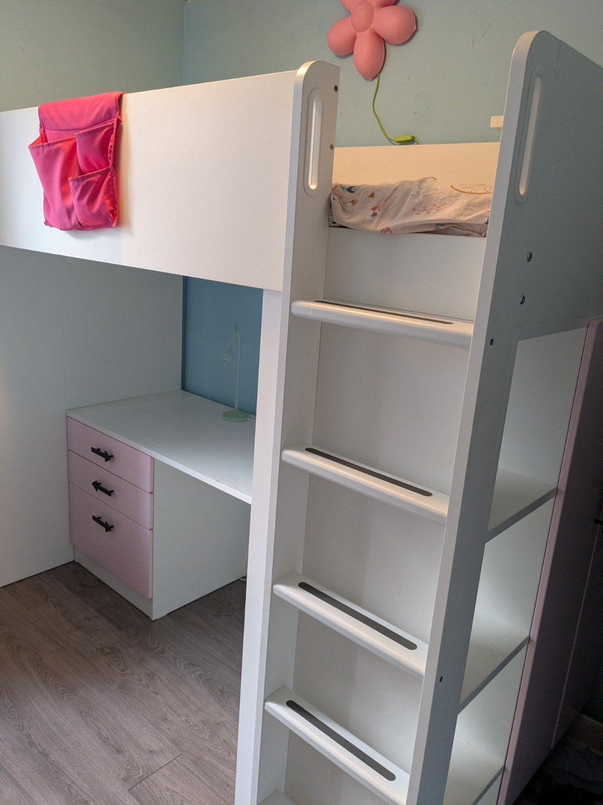 IKEA SMÅSTAD Hoogslaper met bureau en kledingkast, Ophalen, Gebruikt, Eenpersoons, 90 cm