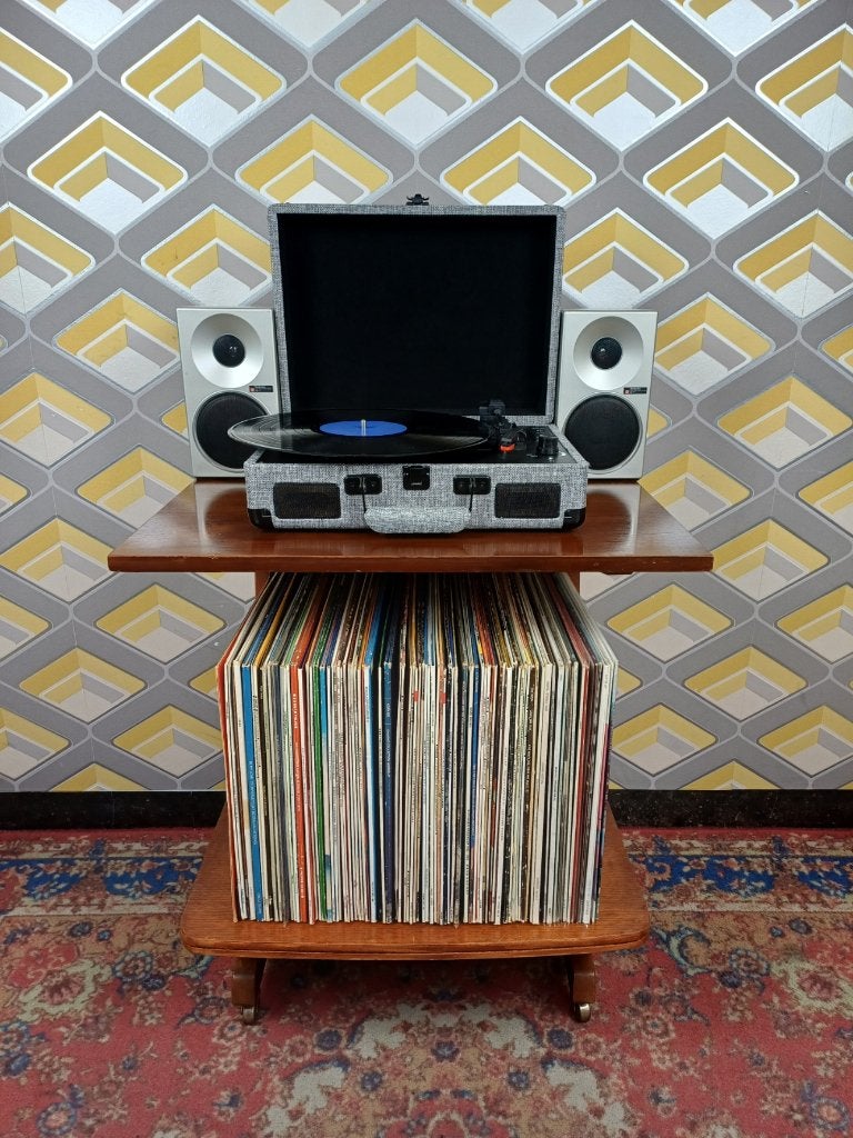 Audiomeubel platenkast platenspelerkast retro vintage hout, Huis en Inrichting, Ophalen, Gebruikt, 50 tot 100 cm, Midcentury