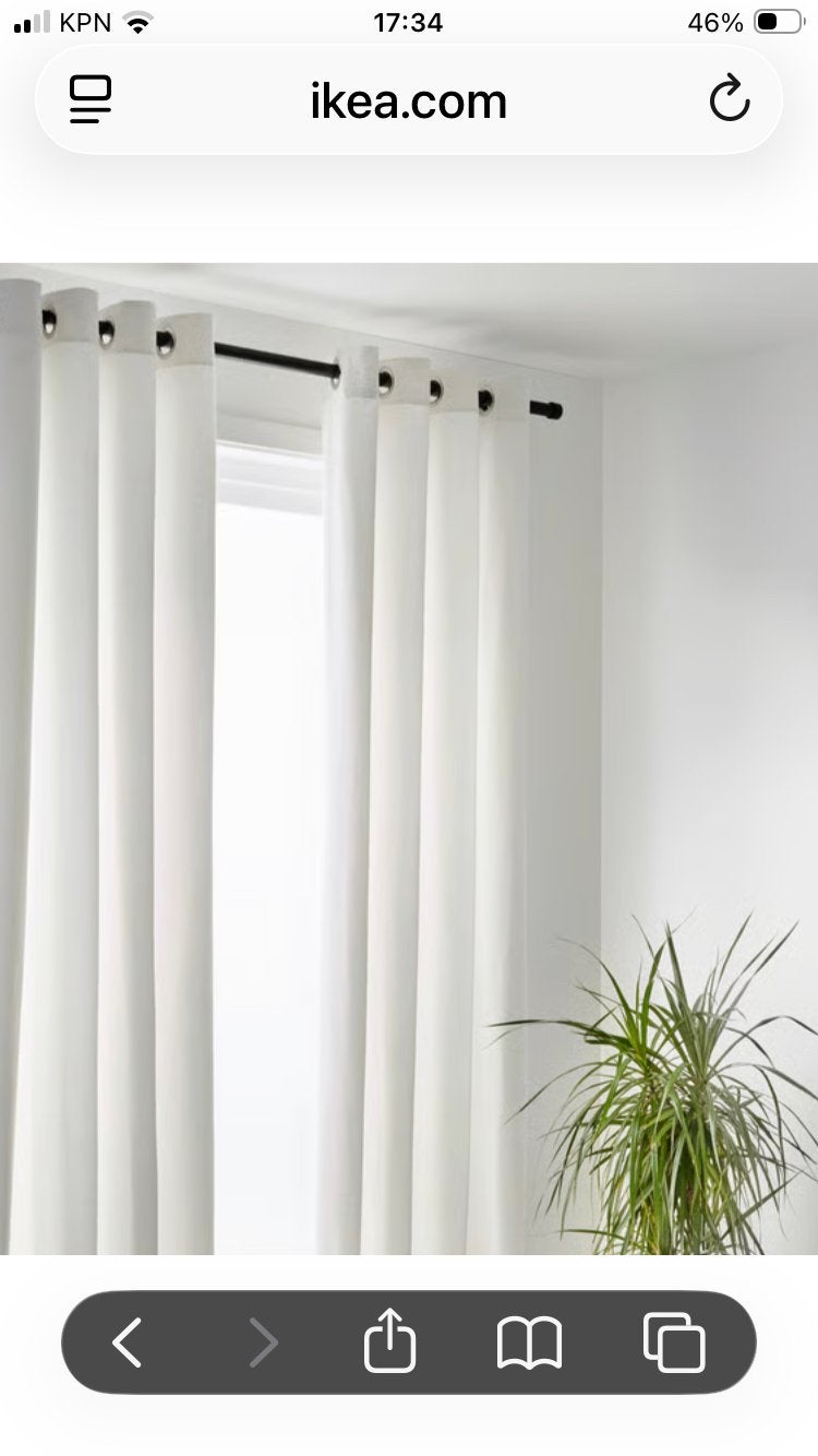 Ikea gordijnen, wit, met ogen, Gebruikt, Verduisterend, Wit, 217 cm