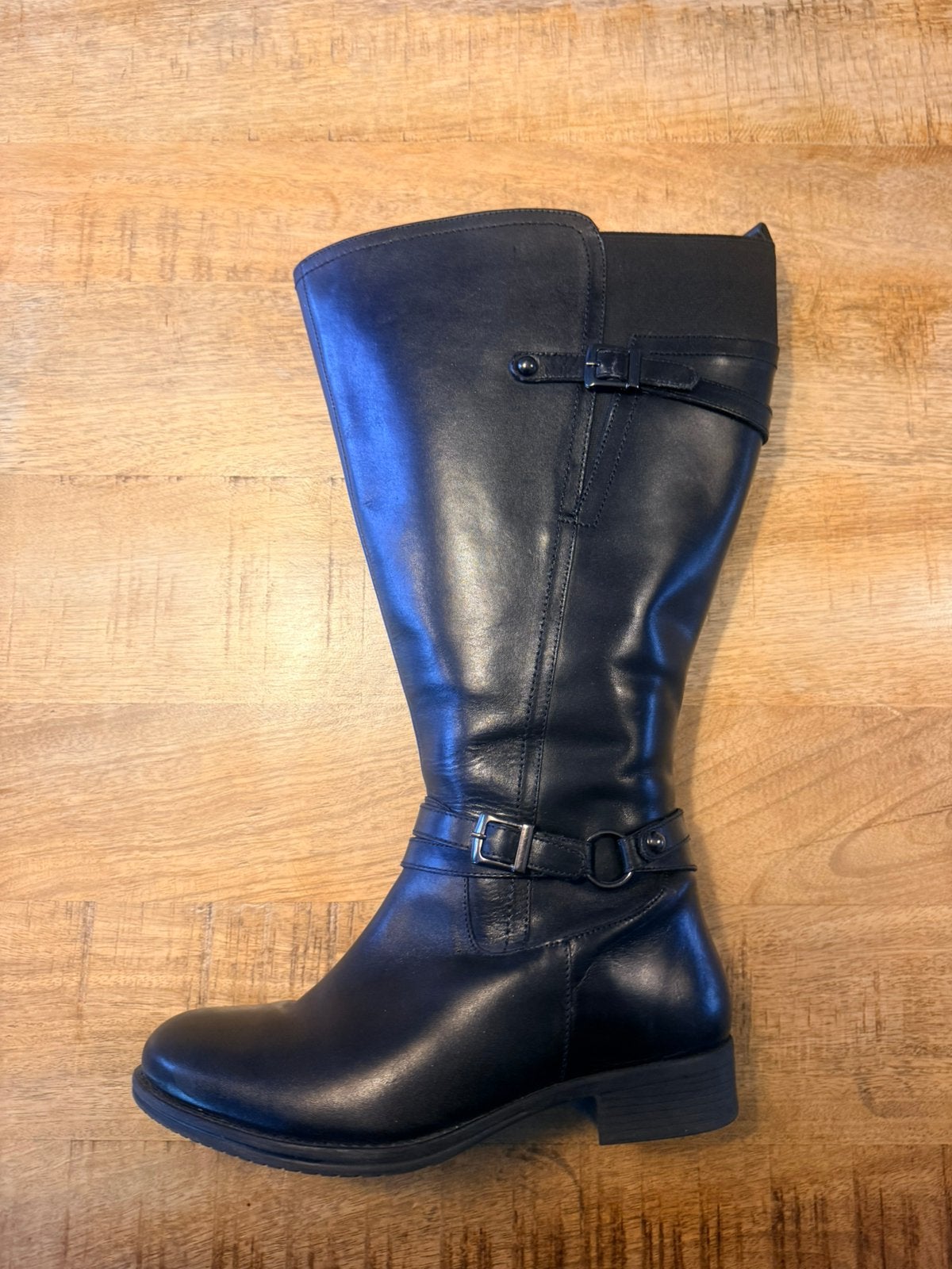 Zwart leren laarzen van JJ Footwear maat 40 XXXL, Verzenden, Zo goed als nieuw, Zwart, Hoge laarzen