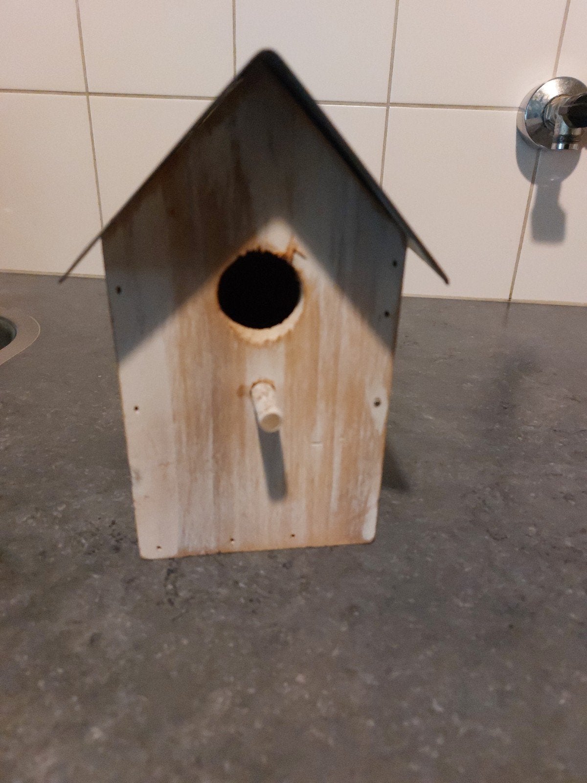 Decoratief Vogelhuisje van Hout met Metalen Dak, Ophalen of Verzenden