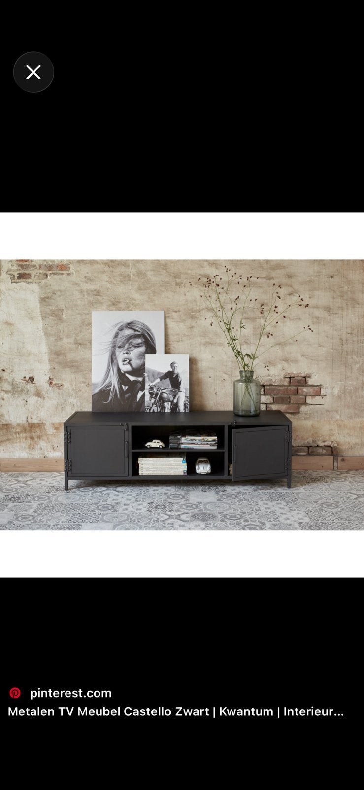 Kwantum Castello metalen tv-meubel – zwart, Ophalen, 100 tot 150 cm, Zo goed als nieuw, Minder dan 100 cm