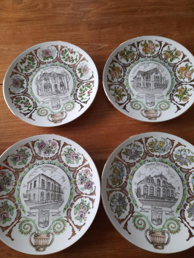 Set 4 sierborden 'Historisch Tolkamer’ met certificaat, Antiek en Kunst, Ophalen