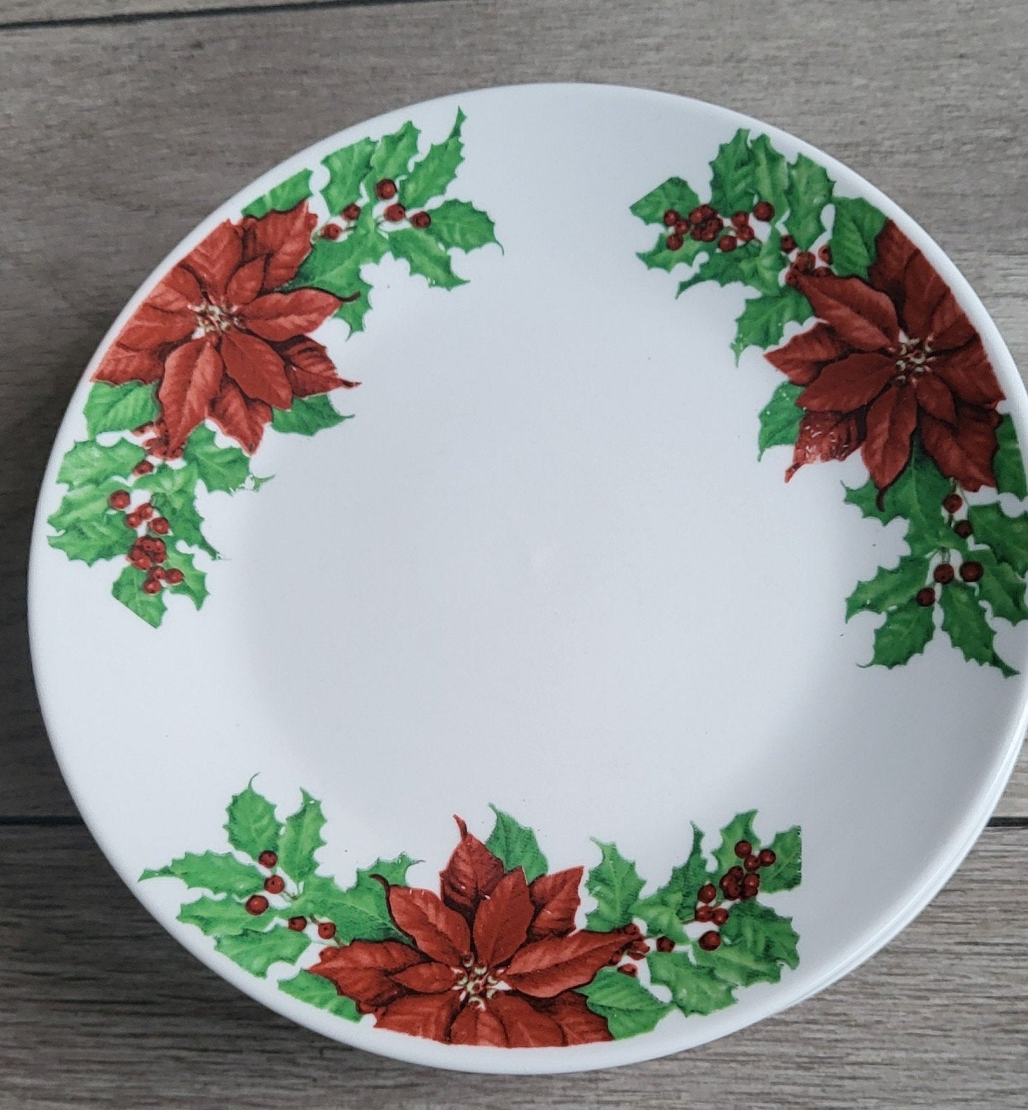 6 Kerstborden met Poinsettia en Hulstmotief, Ophalen of Verzenden, Zo goed als nieuw, Overige stijlen, Bord(en)