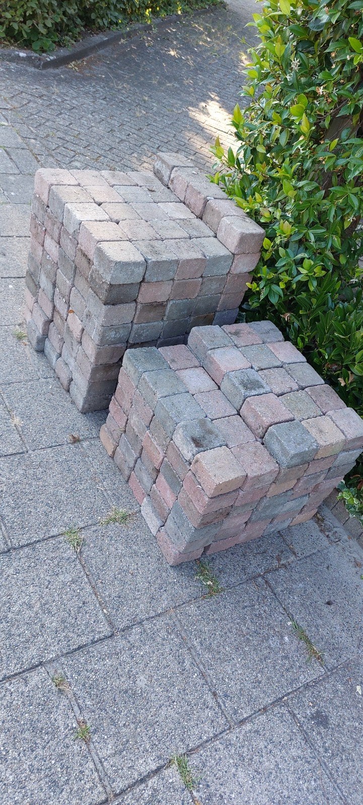Terras steentjes 10x10x5 cm, bijna 4 m2, Ophalen, Gebruikt, Klinkers, Minder dan 5 m²