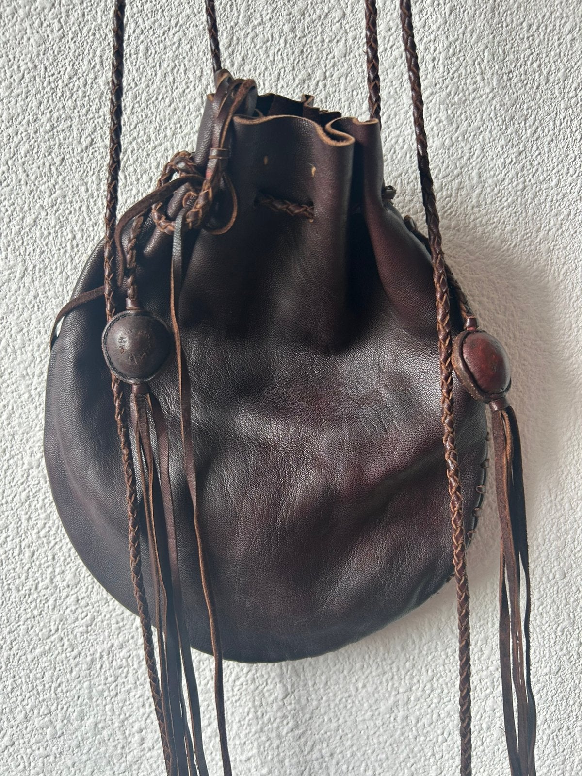 Vintage keren buideltas, Ophalen of Verzenden, Zo goed als nieuw, Bruin, Handtas