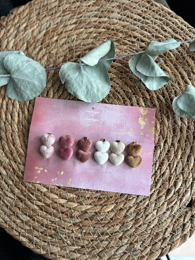 Haarknipjes & haarclipjes schuifspeldjes met velvet hartjes, Haarknipjes & haarclipjes, Ophalen of Verzenden, Haarspeld, Meerkleurig