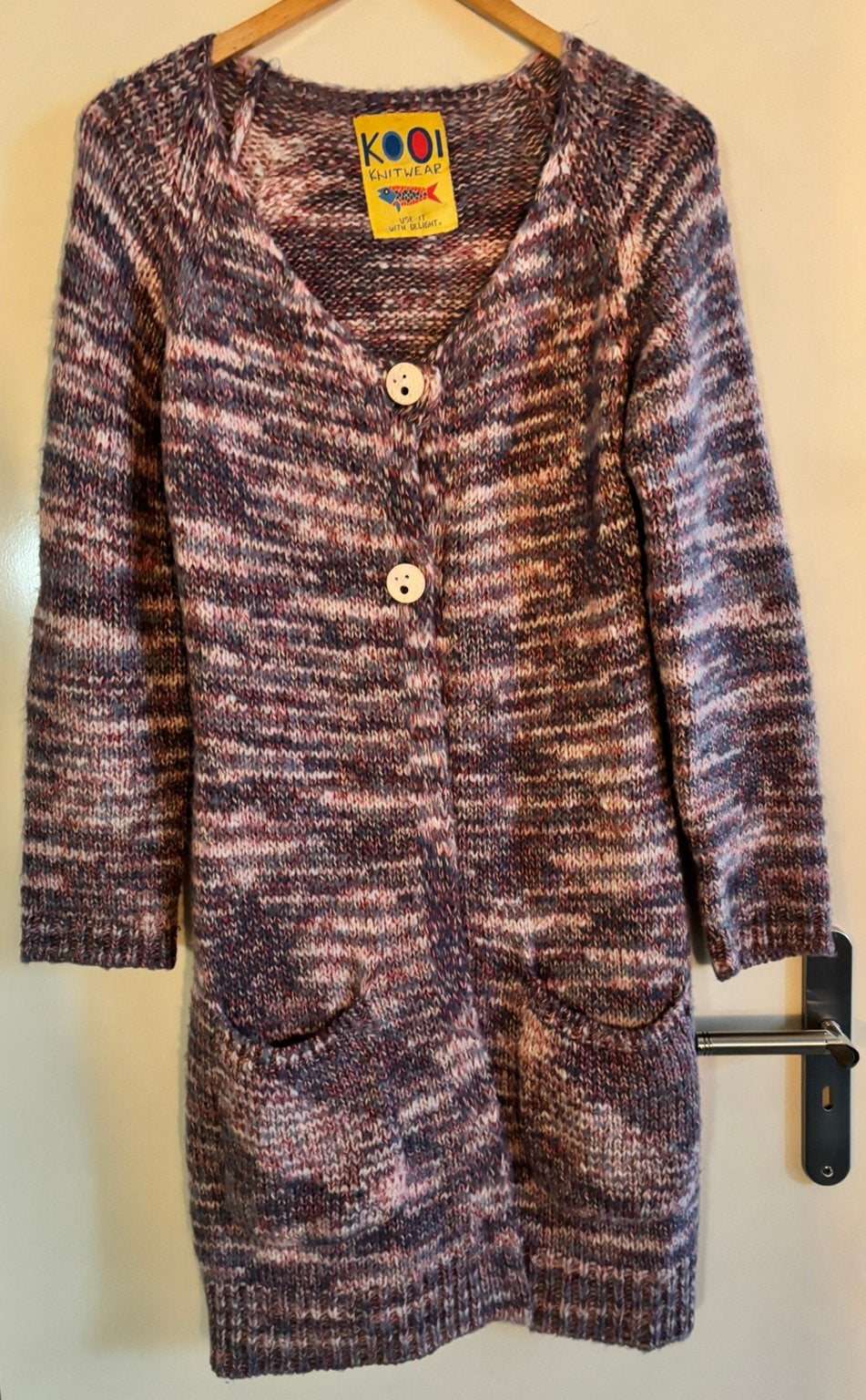 Lang wollen vest van KOOI knitwear in maat M., Ophalen of Verzenden, Zo goed als nieuw, Maat 38/40 (M)