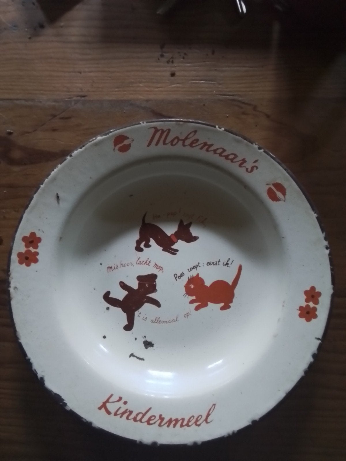 Vintage Molenaar's Kindermeel emaille bord/schaal, Antiek en Kunst, Ophalen