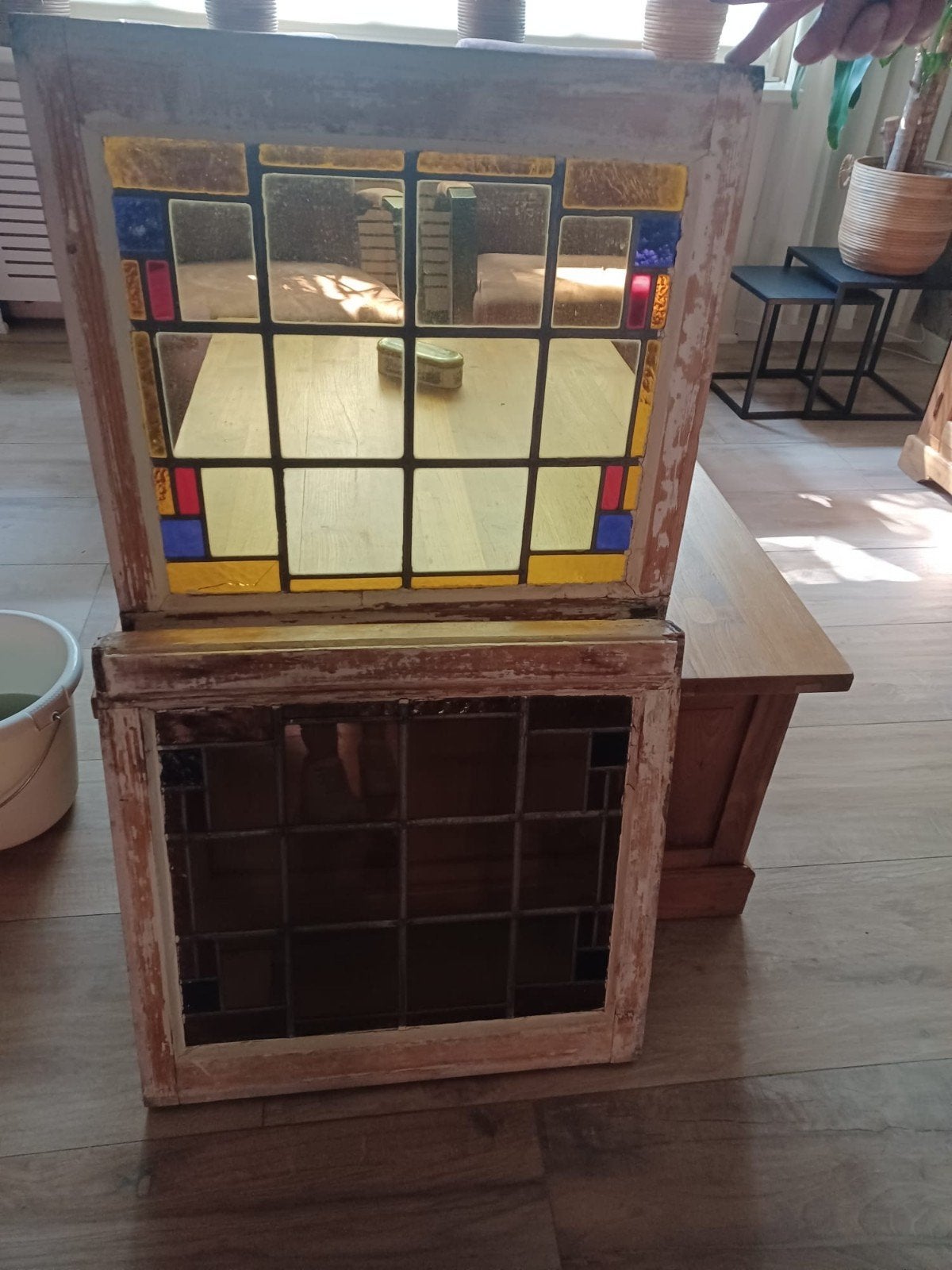 te koop 2  glas in lood ramen, Ophalen, 50 tot 100 cm, Minder dan 100 cm, 25 tot 50 cm