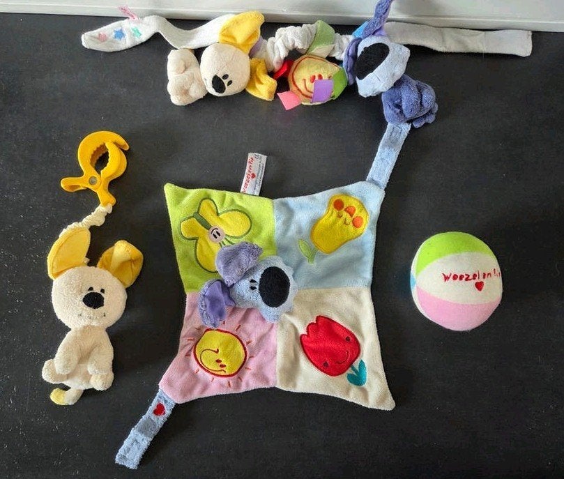 Woezel en Pip speelgoedset: wagenspanner, knuffeldoekje, Ophalen of Verzenden, Gebruikt, Overige typen, Met geluid