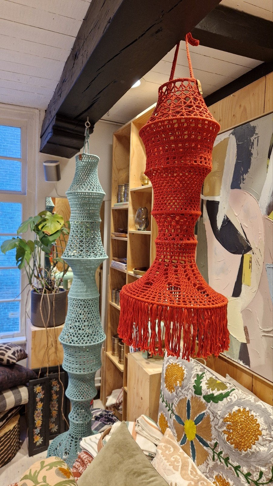 handgehaakte Fishermanslamp, Boho, Nieuw, Ophalen of Verzenden, Natuurlijk materiaal