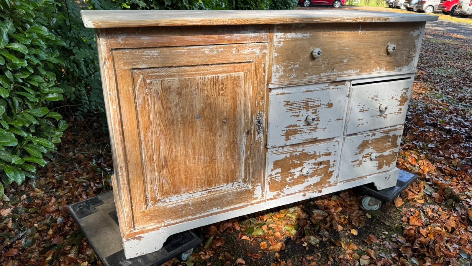 Toonbank, antiek, dressoir, grenenhout, naturel, oud-wit,, Ophalen