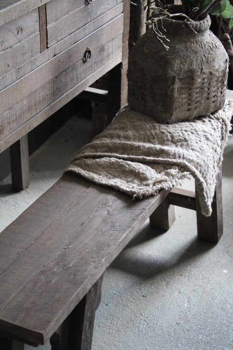 Bank driftwood robuust hout landelijke stijl, Huis en Inrichting, Banken | Bankstellen, Ophalen, Nieuw, Rechte bank, Minder dan 150 cm